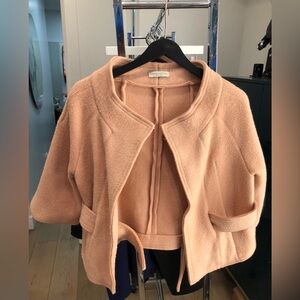 ROBERTO COLLINA Women’s Peach Pink Cropped Wool Peacoat (S)